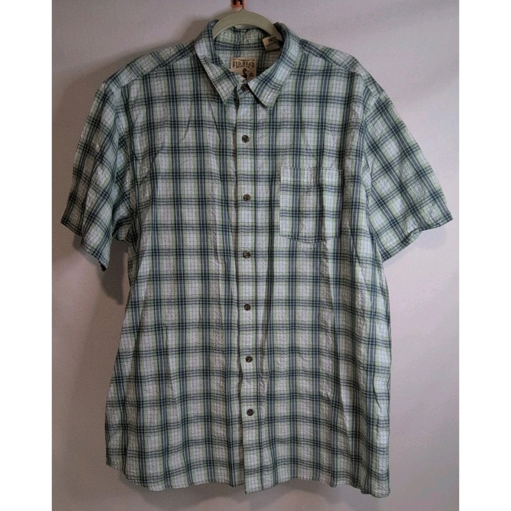 RedHead Men's XL Plaid Button Down Short Sleeve Cotton Shirt Outdoor Multicolor